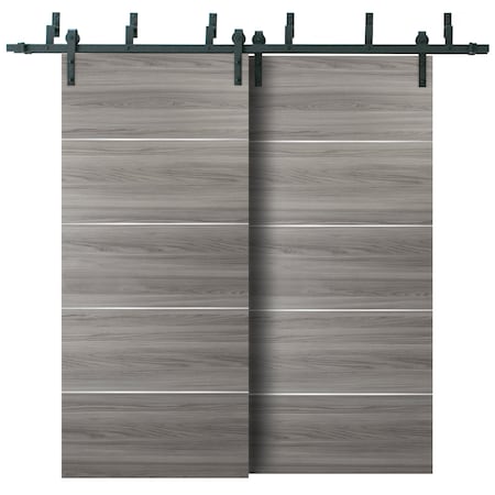 Sartodoors Double Bypass Grey 84x84 6.6' Rails Planum 0020 Ginger AshTop Mount 2 Tracks Slider Set Modern Core PLANUM20BBB-GA-8484